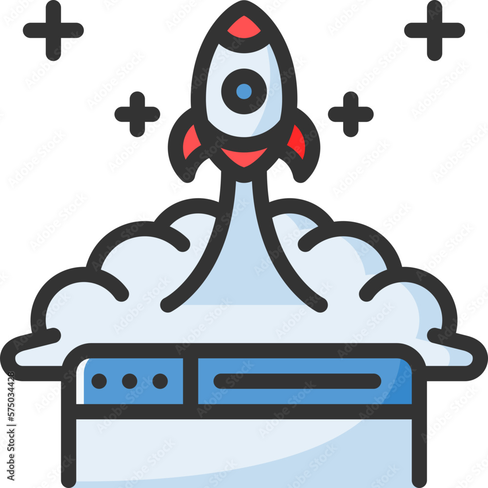 Poster launch icon isolated useful for development, business, technology, computer, internet and engineer d