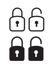 Lock simple icon set. Closed and Open Lock. Vector