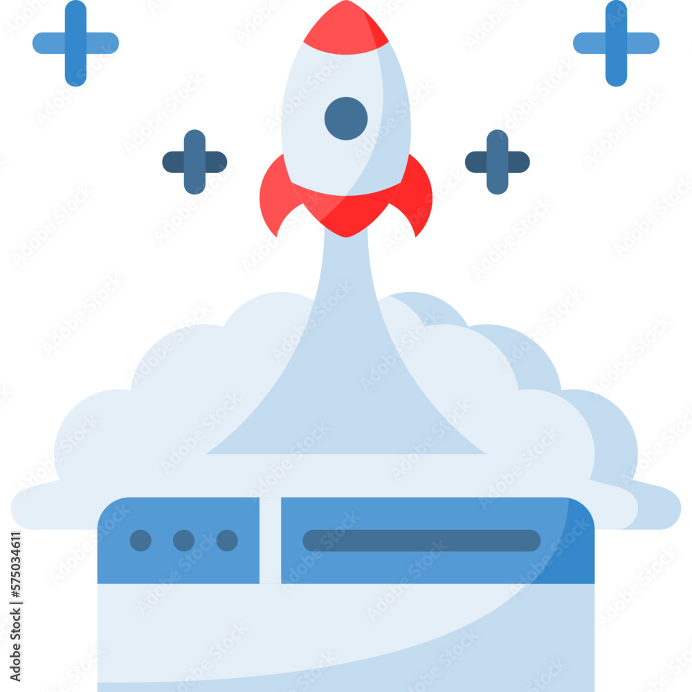 Poster launch icon isolated useful for development, business, technology, computer, internet and engineer d