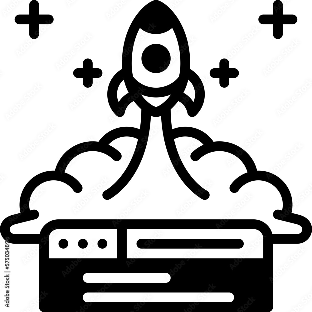 Poster launch icon isolated useful for development, business, technology, computer, internet and engineer d