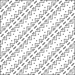  Diagonal pattern.Monochrome ornamental texture with smooth linear shapes, zigzag lines, lace pattern.Abstract geometric black and white pattern for web page, textures, card, poster, fabric, textile.