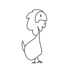an unknown bird with a wool collar looks into the distance.  line style