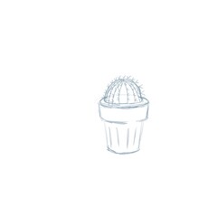 short cactus in a pot.  sketch option