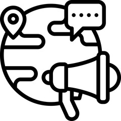 Global marketing icon isolated useful for marketing, technology, online, internet, advertising, development and business design element