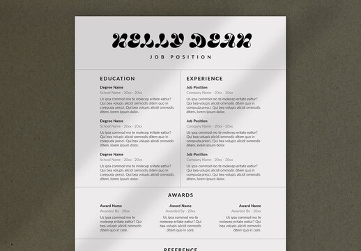 Resume and Cover Letter Layout with Bold Typography
