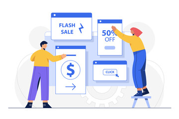 Graphic design, Design promotional web page 50% discount for summer advertising.