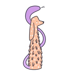 mixture of dog and snake.  Tail in the form of a snake