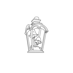 kerosene lamp-lantern with mushrooms instead of a lantern inside