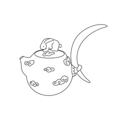 unusual teapot for tea with a bunny, clouds and the moon