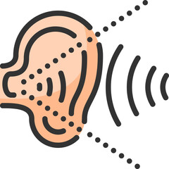 Hearing icon isolated useful for human, cognitive, psychology, mind, thinking, development and cognition design element