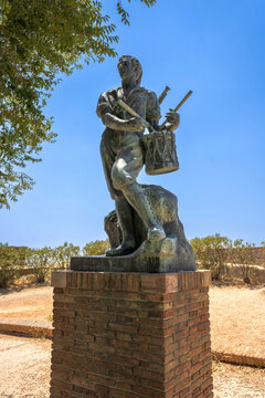 Statue of the Drummer of El Bruc by sculptor Frederic Mares at the Montjuic Castle, Barcelona