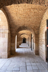The arcade of Montjuic Castle, Barcelona