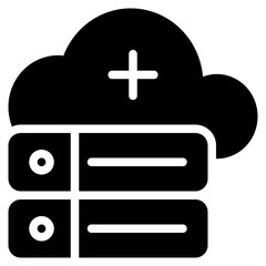 Hybrid icon isolated useful for computer, network, technology, internet, server, cloud, database and computing design element
