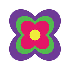 funny bright modern hippie flower vector illustration