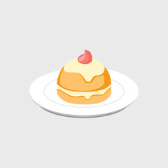 Delicious cream puff cakes vector with cream and powdered. Background.