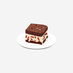 Fruit  chocolate cake vector. creamy  chocolate cake vector. background.