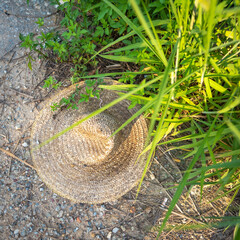 straw hat on the ground
