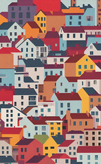 Colorful House illustration, City background, wallpaper 