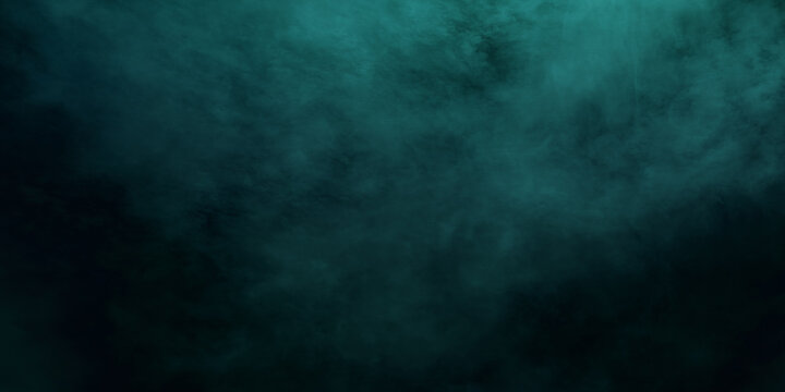 horror green blue clouds, dark grunge smoke texture, black haunted background, thriller mystery poster 