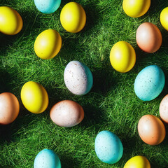 Fototapeta na wymiar Seamless Pattern Colorful Easter Eggs. Generative AI