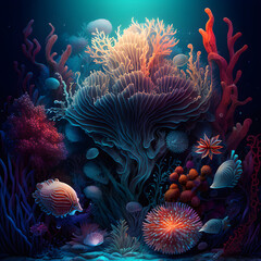 Beautiful Coral Reef in the Sea generative ai