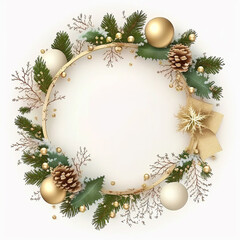 Obraz na płótnie Canvas Christmas Wreath Decorated isolated on white Generative ai