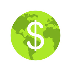 Planet earth and dollar sign. Vector illustration