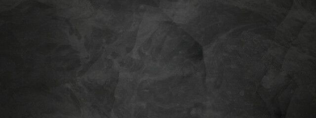 Fototapeta premium Dark black stone wall grunge backdrop texture background. monochrome slate grunge concrete wall black backdrop vintage marbled textured border background. 