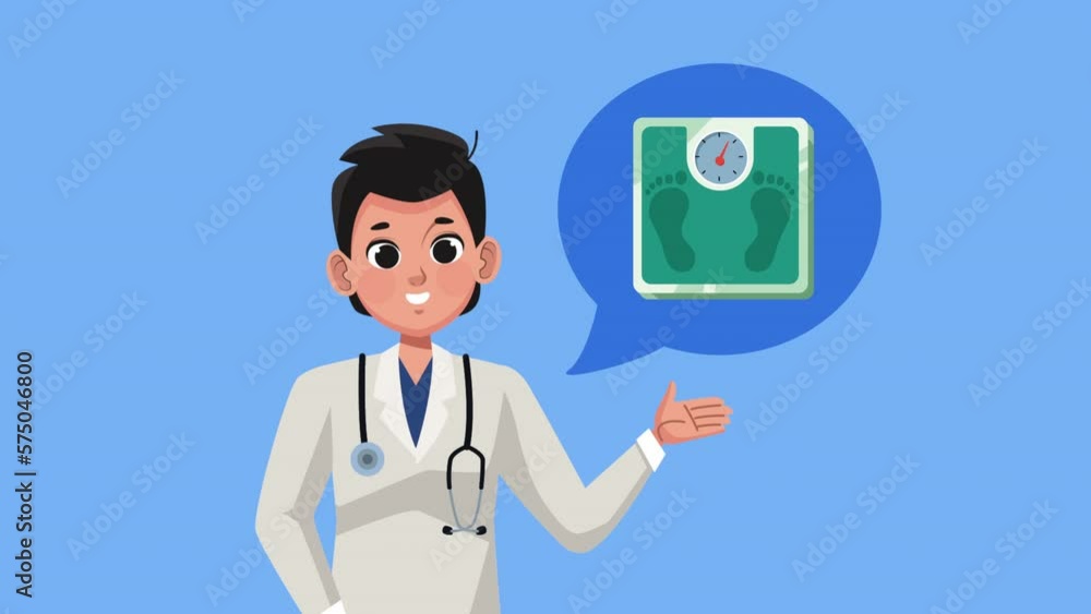 Wall mural professional male doctor with measure balance animation