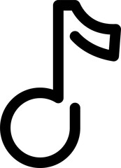 Outline music icon in png. Music note symbol on transparent background. Linear notation sign. Music...