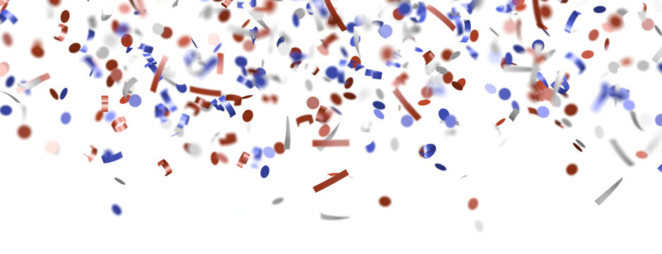 Confetti - A Blue Glitter Confetti Border With Red And Blue Confetti On White