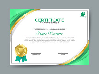 Modern certificate in green color concept