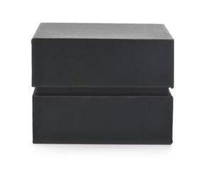 Front view of black paper gift box