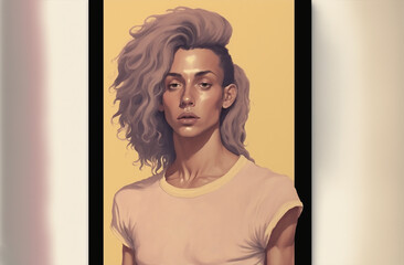 Generative ai 80s and 90s vibes, fashion and style vintage and retro girl illustration