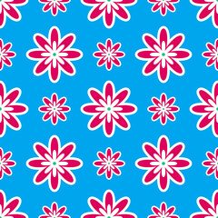 Y2K floral pattern. Funny funky retro flowers background