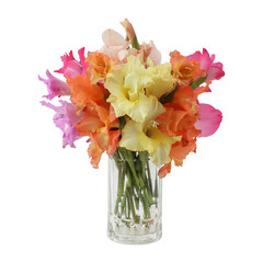 Bouquet of gladiolus flowers isolated on transparent background	