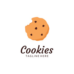 Cartoon Chocolate Cookies Logo Template. Vector Illustration.