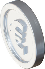 Silver euro coin 3d render illustration