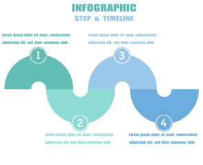 design template for infographics, business infographics options banner, timeline, infographic template, 4-step timeline, and process in flat design.