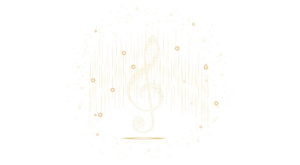 Musical background with clef glow, shiny, twinkling stars.