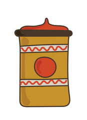 Big ceramic Jars for bulk and liquid products with ceramic cover. glass jar. storage container isolated on white background. doodle. clipart. vector illustration