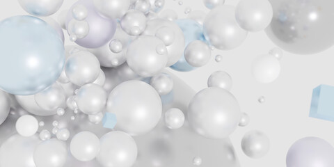 abstract ball background Glass balls and pearls 3D illustration