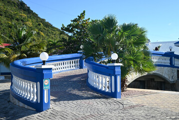 Blue and white bridge in Sint Maarten
