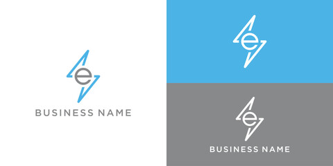 Modern letter E lightning logo design, electric power symbol, dynamic branding, technology emblem, minimalist monogram, corporate identity