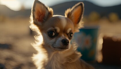 Cute Chihuahua dog portrait, generative ai