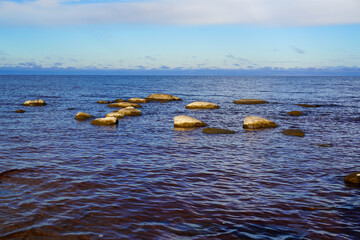 Lake Ladoga in Russia in autumn.
