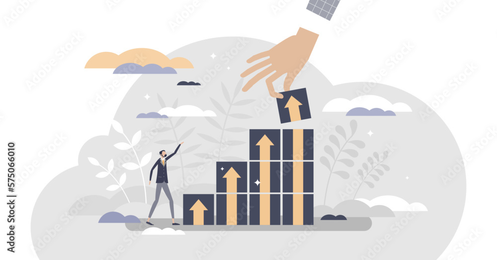 Poster productivity management with performance progress boost tiny person concept, transparent background.