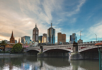 Fototapeta na wymiar Melbourne river bridge landscape