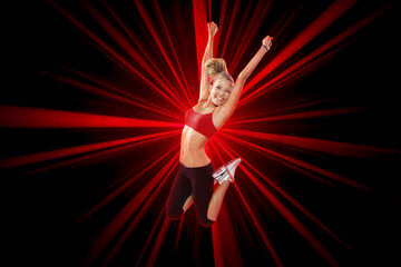 Colourful laser light beams taken in the dark room