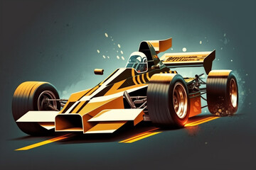 racing car on the road illustration by AI generative